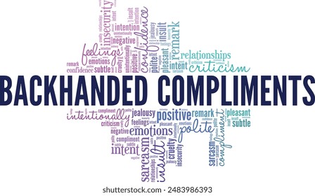 Backhanded Compliments word cloud conceptual design isolated on white background.