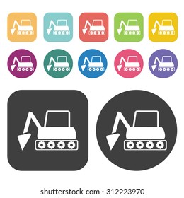 Backho icons set. Vector Illustration eps10.