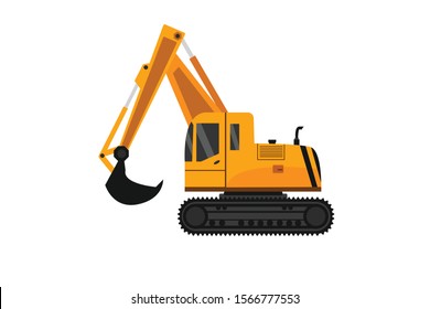 Backhoe car vecter 2d on white background