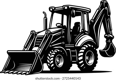 Juego de excavadoras excavadoras de retroexcavadora - Diseños de máquinas de construcción - Vector de equipos pesados - siluetas de maquinaria pesada - retroexcavadora, excavadora, excavadora