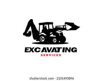 Backhoe excavator logo vector for construction company. Vehicle equipment template vector illustration for your brand.
