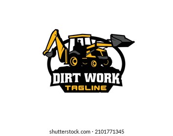 Backhoe excavator logo vector for construction company. Vehicle equipment template vector illustration for your brand.