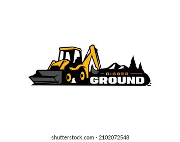 Backhoe excavator logo vector for construction company. Vehicle equipment template vector illustration for your brand.