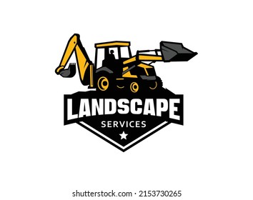 Backhoe excavator logo vector for construction company. Heavy equipment template vector illustration for your brand.