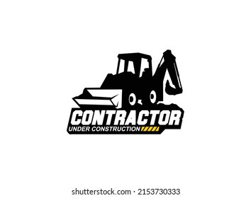 Backhoe excavator logo vector for construction company. Heavy equipment template vector illustration for your brand.