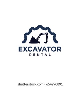 Backhoe Excavator Rental Logo Template Design