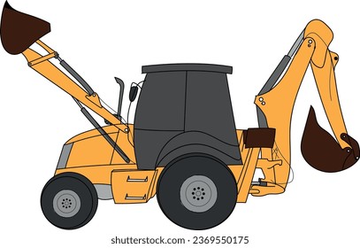 Backhoe, Excavator - Simple Illustration 