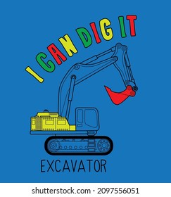 BACKHOE WITH FUN WRITING ABOUT THE TRACTOR