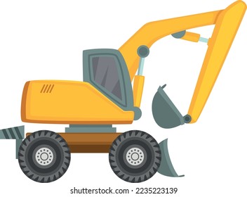Backhoe grader. Construction loader machine. Cartoon vehicle