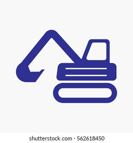 Backhoe Icon. Flat Isolated Symbol Silhouette Design