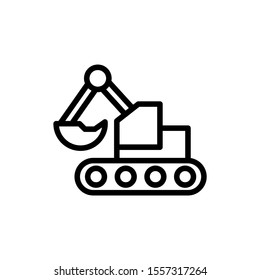 backhoe icon in line art style, From Transportation, Logistics and Machines icons