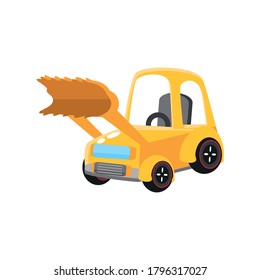 backhoe, kids toy on white background vector illustration design