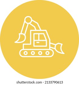 Backhoe line circle icon vector image. Can also be used for web apps, mobile apps and print media.