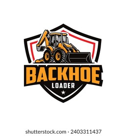 Logo-Vektorgrafik für die Loader-Firmenzeichen von Backhoe. Beste für die Bauindustrie