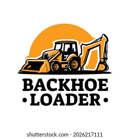 Backhoe Loader Construction Equipment Logo Design Vector Illustration