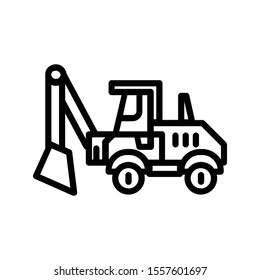 backhoe loader construction line icon