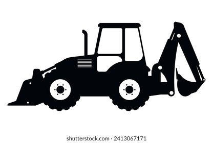 Backhoe loader. Construction machinery. Special equipment. Vector illustration. Eps 10.