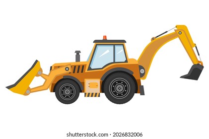 Backhoe loader, great design for any purposes. Isolated object. Isolated vector illustration. Vector design illustration. Isolated white.