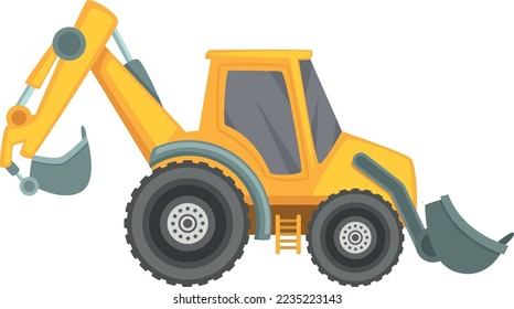 Backhoe loader icon. Construction vehicle side view