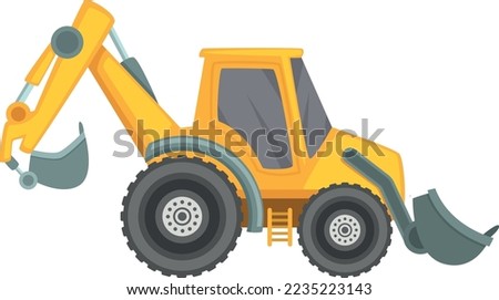 Backhoe loader icon. Construction vehicle side view