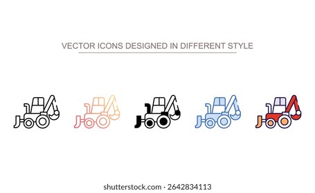 Backhoe Loader icon design with white background stock illustration