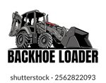  backhoe loader illustration logo design icon vector art