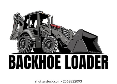  backhoe loader illustration logo design icon vector art