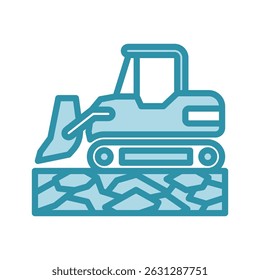 Backhoe Loader mini ilustração ícone de cor de tom duplo, uso para engenharia civil, indústria, construção, UI, kit UX, aplicativo e desenvolvimento web, digital ou impressão.