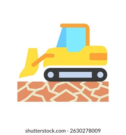 Backhoe Loader mini illustration flat color icon, use for civil engineering, industry, construction UI, UX kit, app and web development, digital or print.