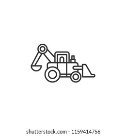 Backhoe Loader Modern Simple Outline Vector Icon