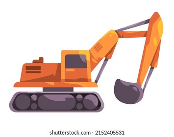 Backhoe loader shovel builder construction mining vehicle truck vector excavation illustration yellow toys object machinery 