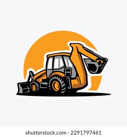 Backhoe Loader Vector Illustration Isolated. Best for Construction Related Industry