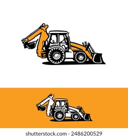 Backhoe loader vector isolated. Best for construction related industry illustration