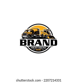 Backhoe Loaders logo Tractor with bucket logo