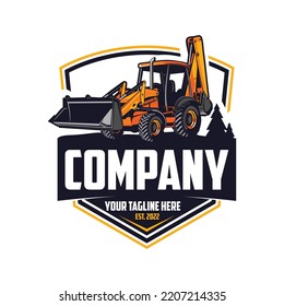 Backhoe Loaders logo Tractor with bucket logo