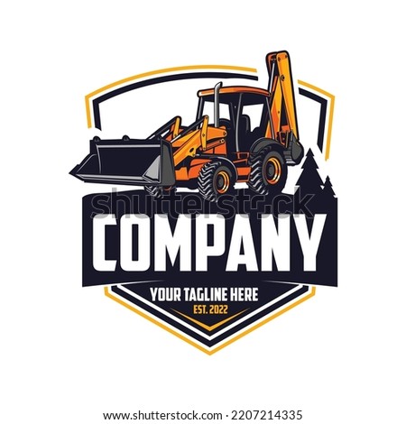 Backhoe Loaders logo Tractor with bucket logo