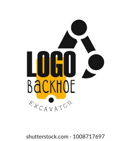 Backhoe logo, excavator equipment service label vector Illustration