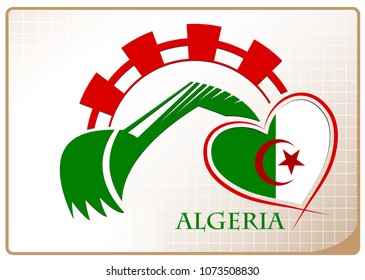 Backhoe logo made from the flag of Algeria