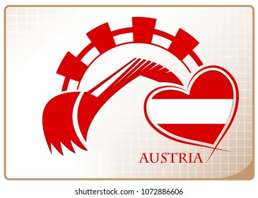 Backhoe logo made from the flag of Austria