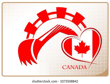 Backhoe logo made from the flag of Canada