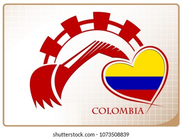 Backhoe logo made from the flag of colombia