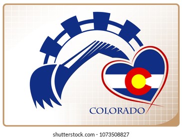 Backhoe logo made from the flag of Colorado