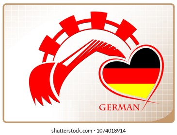 Backhoe logo made from the flag of German