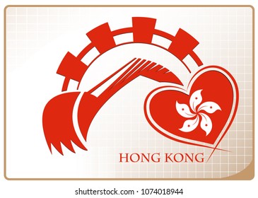 Backhoe logo made from the flag of Hong Kong