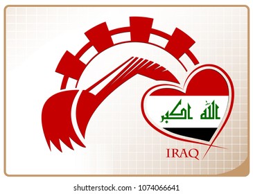 Backhoe logo made from the flag of Iraq