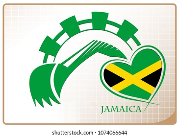 Backhoe logo made from the flag of Jamaica