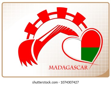Backhoe logo made from the flag of Madagascar
