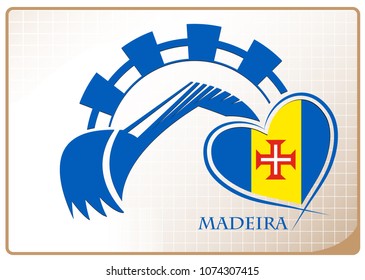 Backhoe logo made from the flag of Madeira