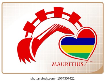 Backhoe logo made from the flag of Mauritius