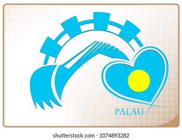 Backhoe logo made from the flag of Palau